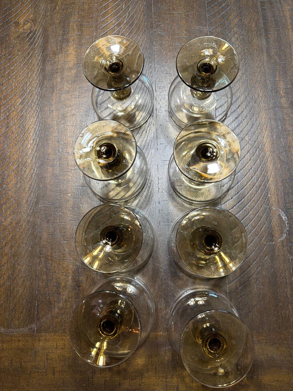 Set of 8 Vintage Smoked Amber Glass Sherbet Dessert Cups Sundae Parfait Goblets